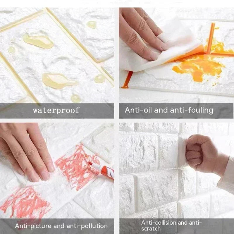 papier peint autocollant brique blanc moderne résistant humidité cuisine chambre aînés