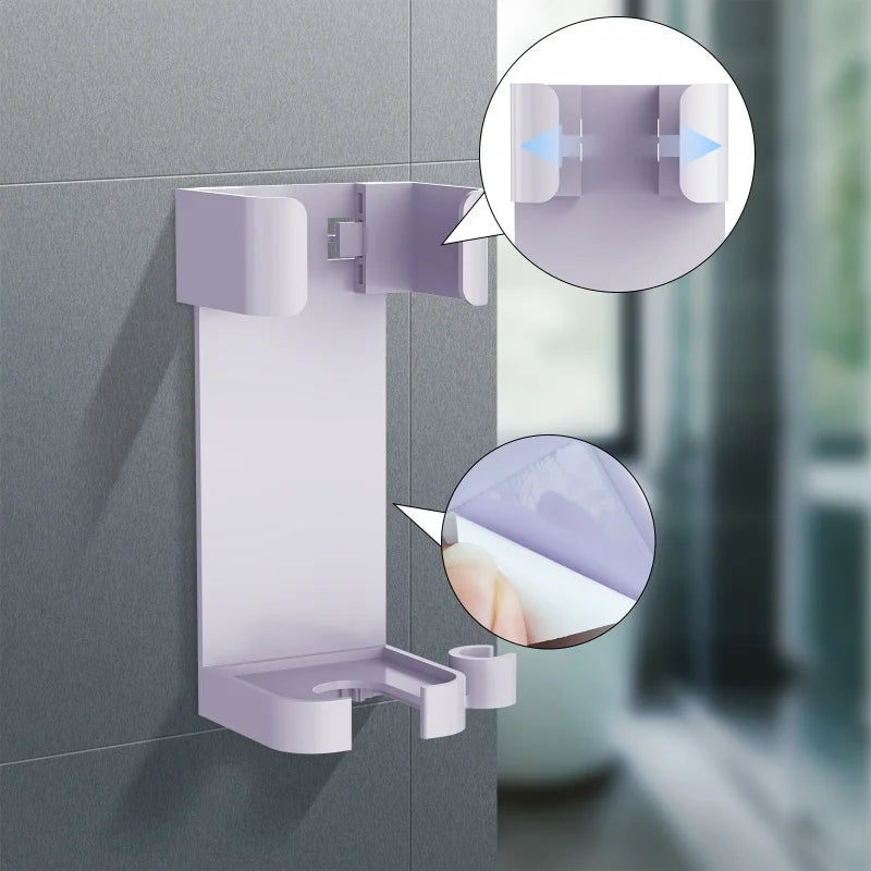porte outils mural violet adhésif moderne porte brosse dents shampoing cordon sèche cheveux