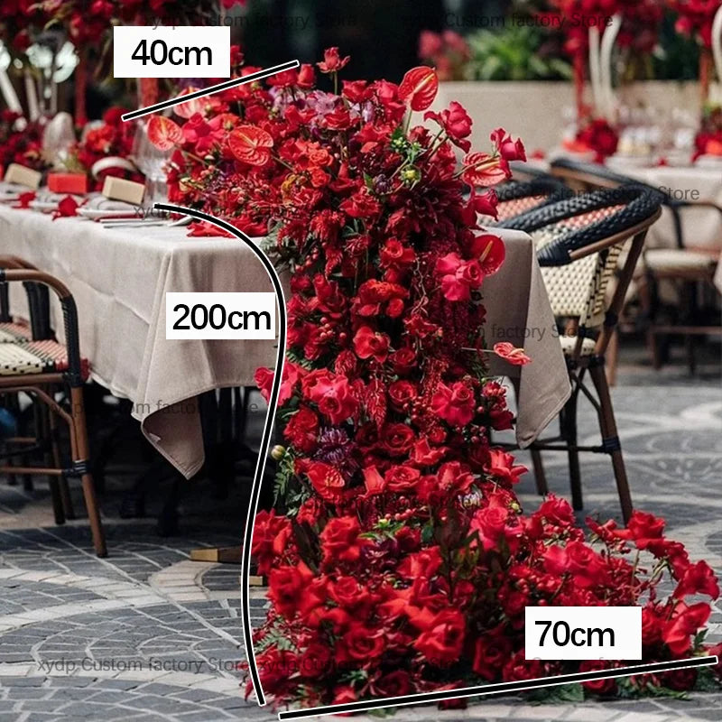 décoration événement mariage anniversaire rose anthuriums dahlia feuillage dense nappe tissu