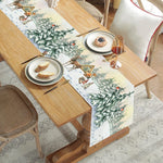 table noel chemin blanc motif flocon renne decoration festive polyester