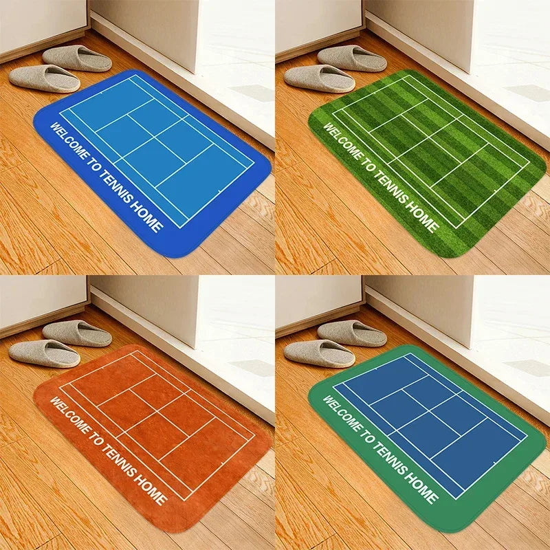 tapis sol moderne terrain tennis bleu vert orange antidérapant polyester coton 40x60cm 50x80cm
