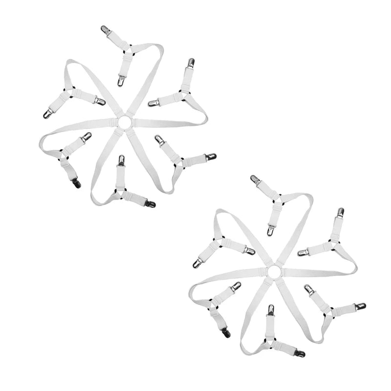attaches draps clips élastiques réglables tissu texturé métal brillant noir blanc roseclair minimaliste fonctionnel