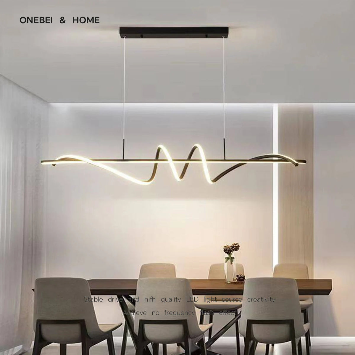 suspension lumineuse moderne minimaliste noir blanc doré ondulé réglable dimmable chambre salon étude