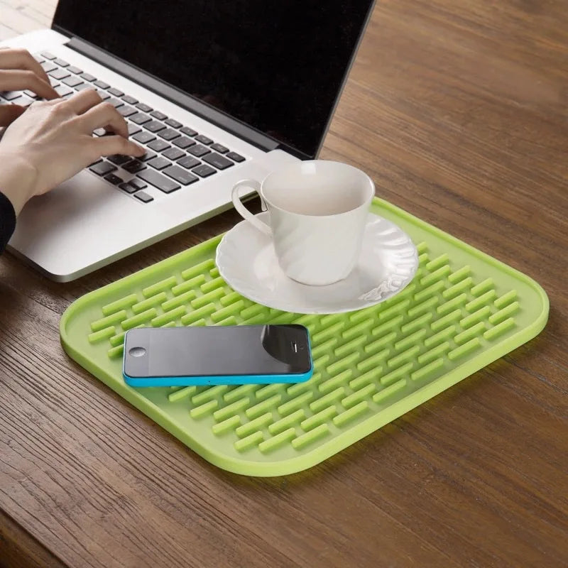 tapis silicone rectangle antiadhésif bleu orange vert jaune utilitaire moderne respectueux environnement