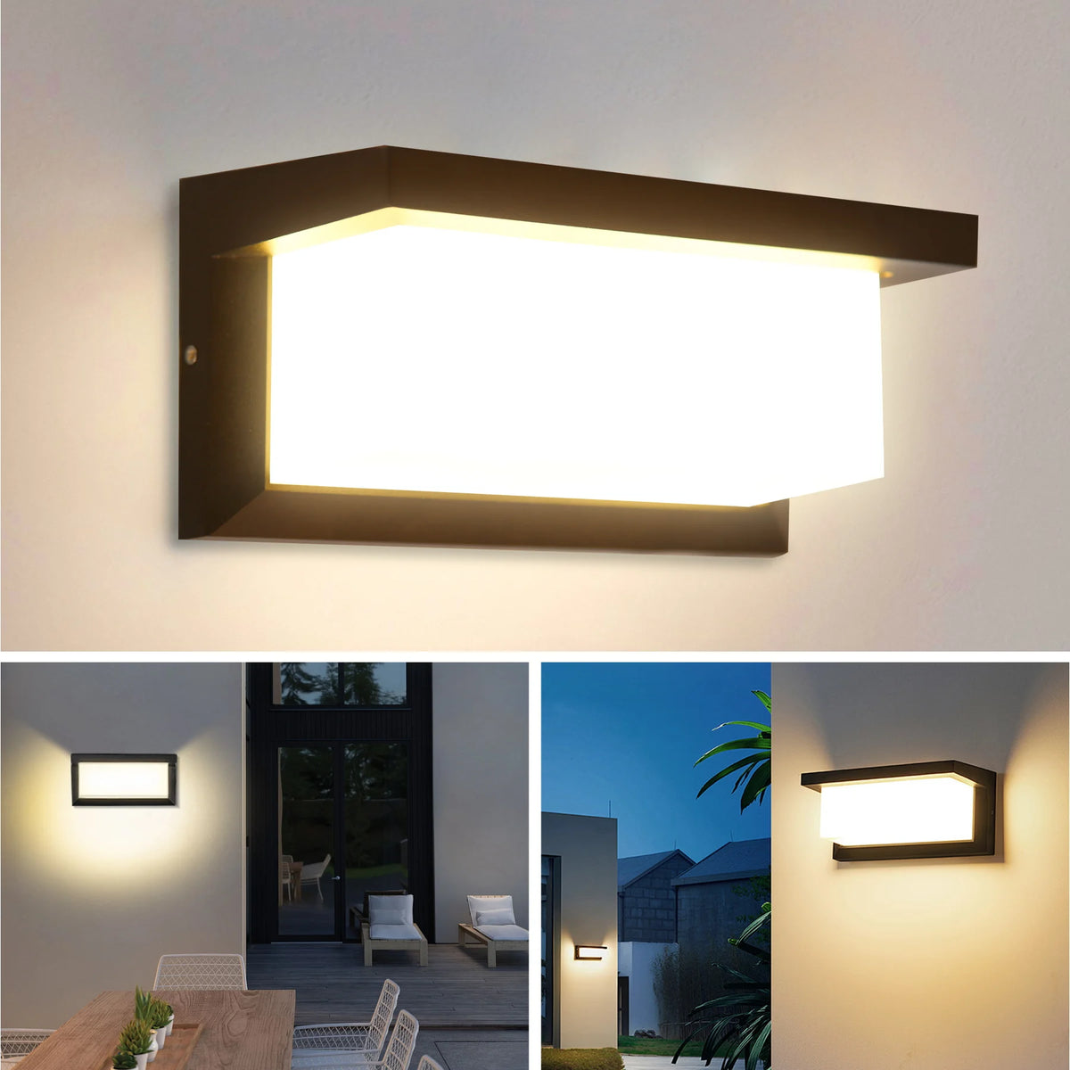 lampe murale moderne extérieure ip65 noir blanc waterproof 249 2000lm vis