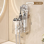 porte produits mural transparent texturé moderne ventouse brosses dents salle bain