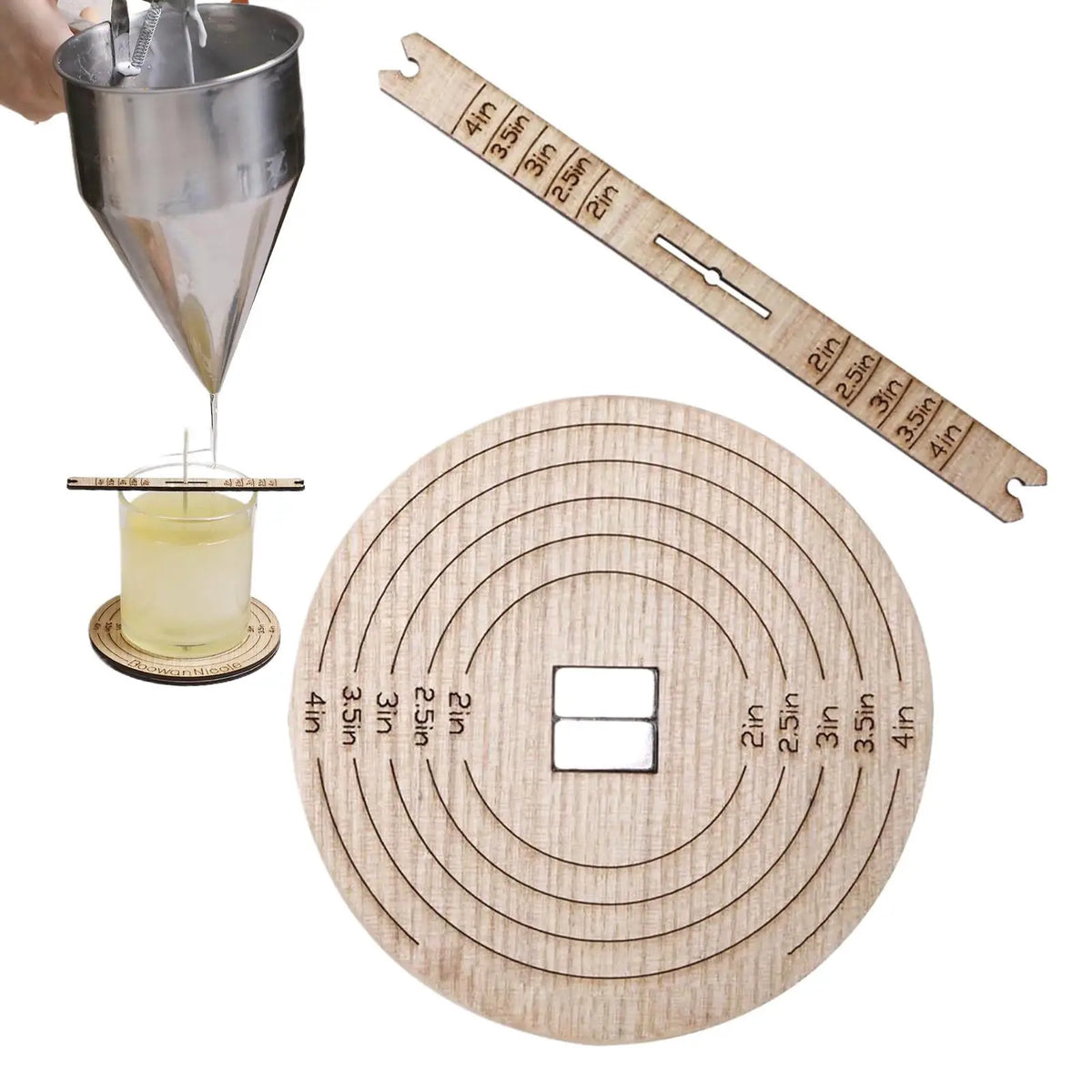 outil fabrication bougies stabilisateur mèche entonnoir barrette graduée supports bois cire transparente wicks diverses