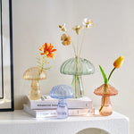 vases champignons transparents couleurs or bleu rose vert rouge jaunes moderne minimaliste