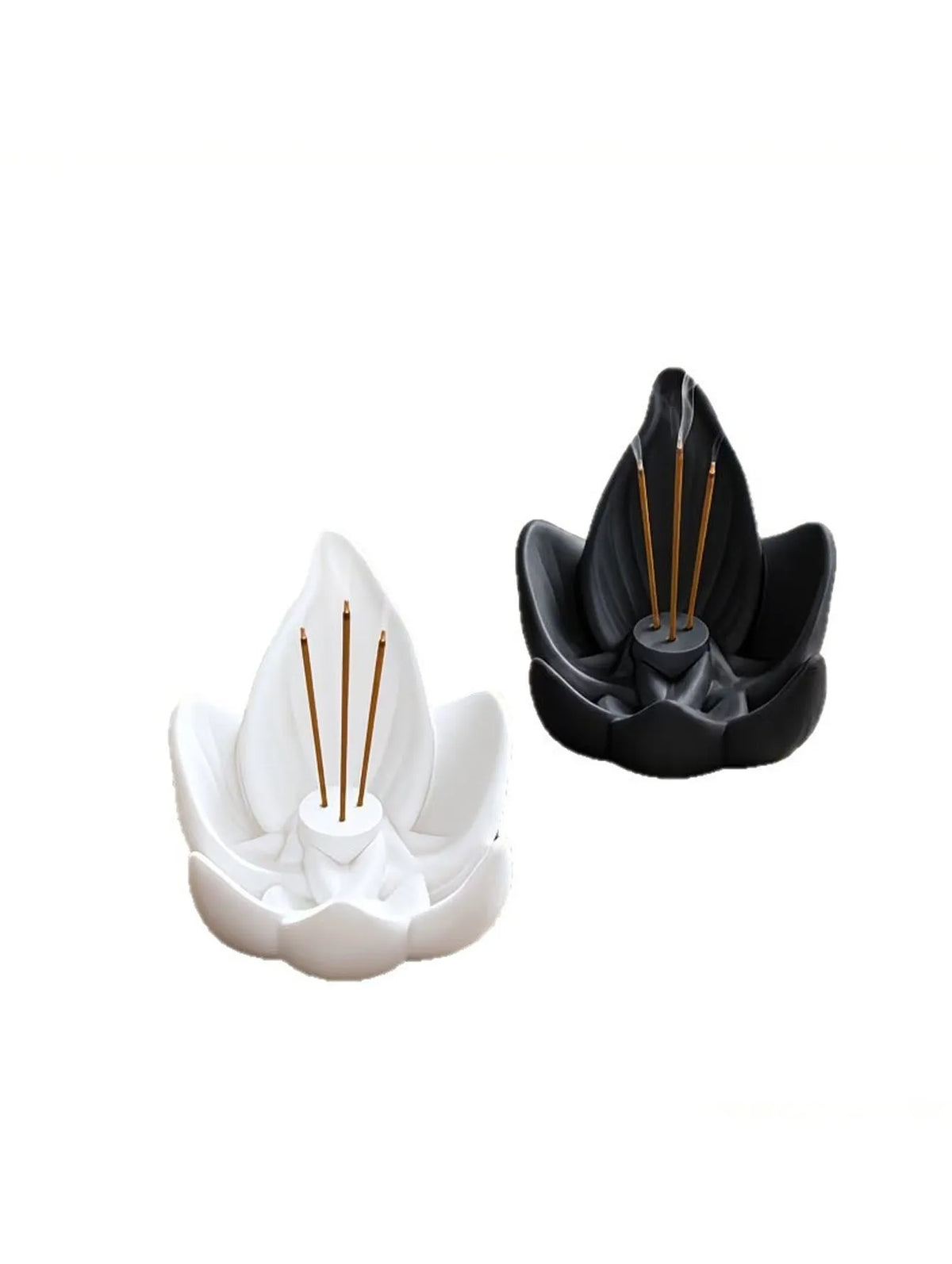support encens fleur lotus moderne blanc noir résine minimaliste