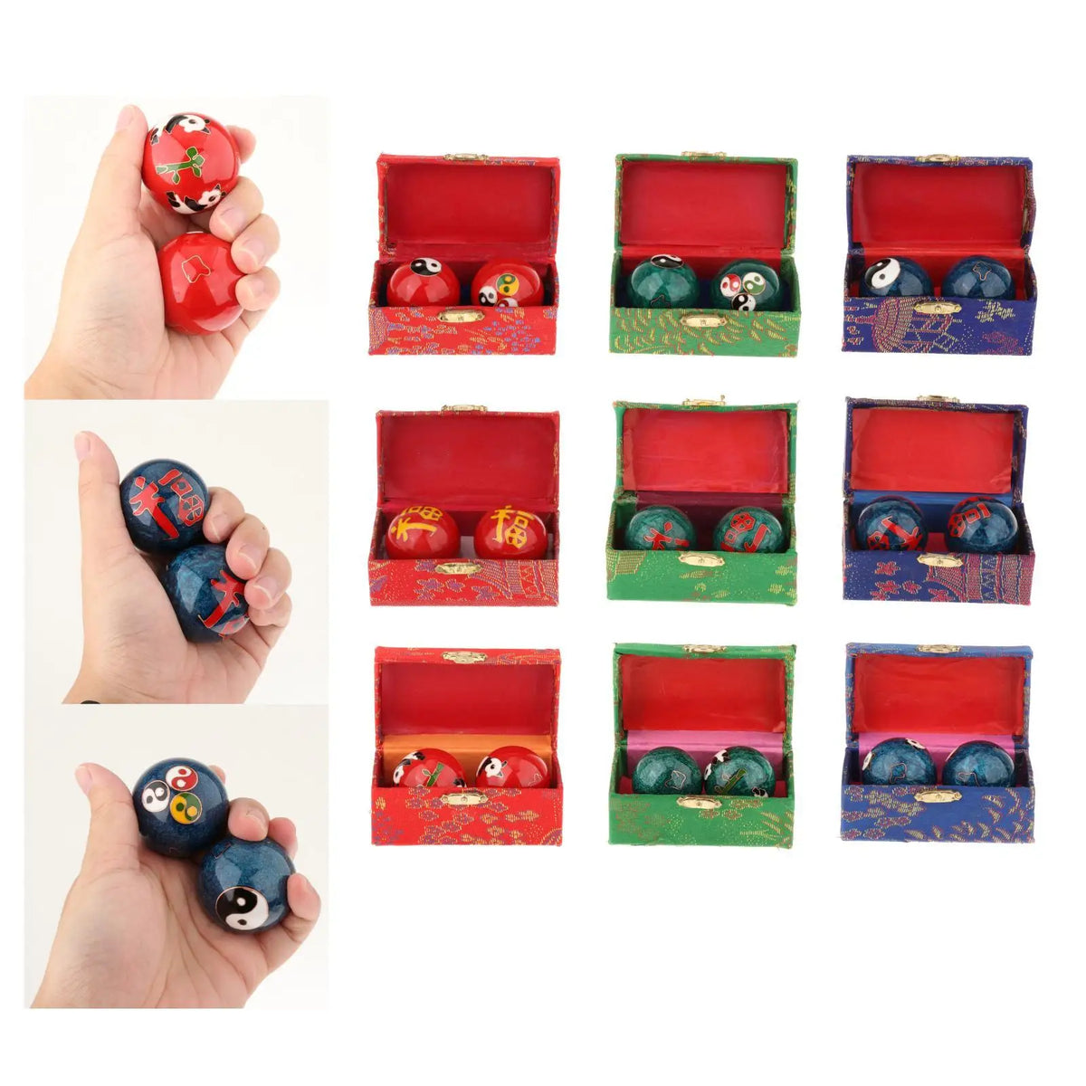 boules massage main rouge panda feuille fitness relaxation santé exercices dextérité portable