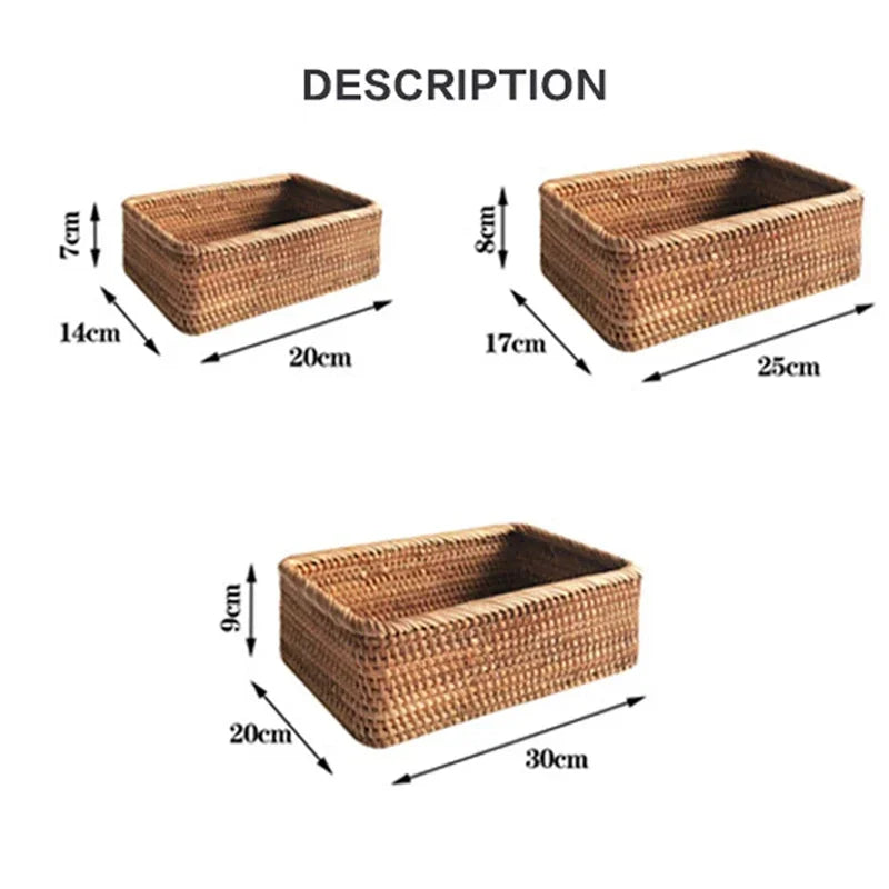Panier rangement rotin noir pour organisation intérieure