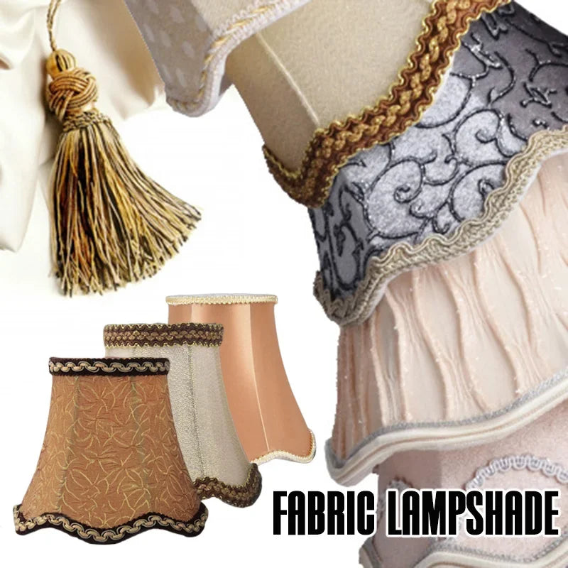 abat jour tissu broderie dorée vert clair rouge beige gris rose pâle classique tassel