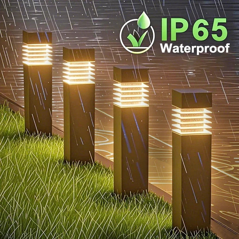 lumière solaire jardin extérieure ip65 led moderne noir rayures horizontales