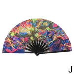 éventail pliant moderne multicolore motifs floraux géométriques opacité festive