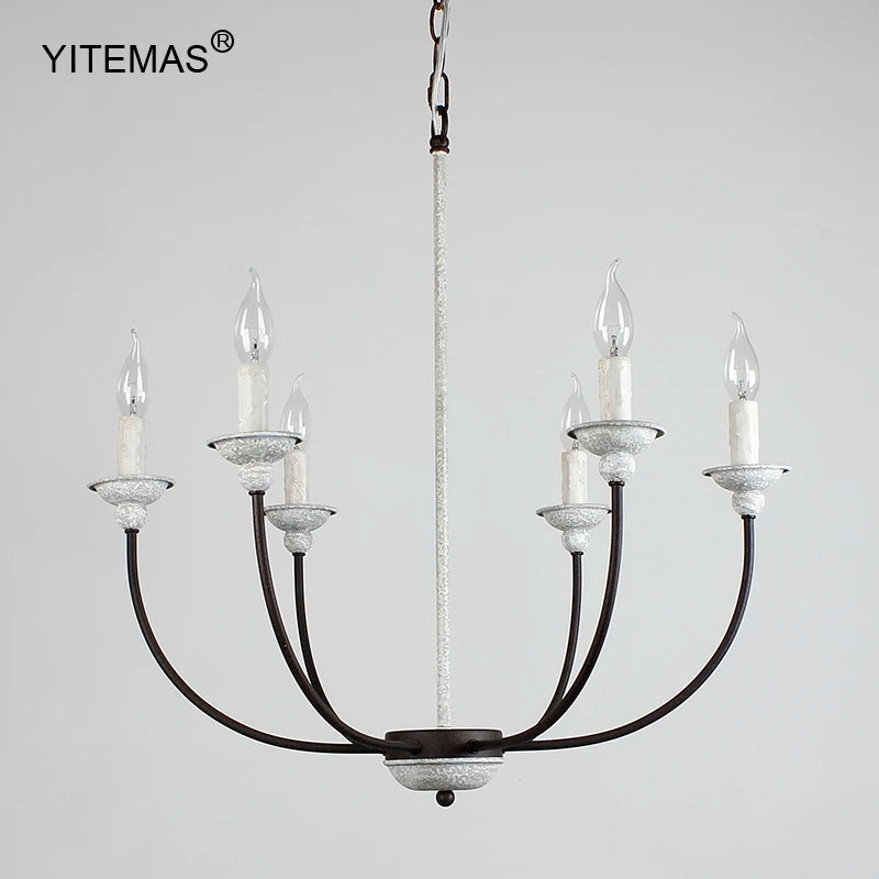 lustre classique rustique bois blanc noir lampes chaîne suspension ampoules
