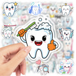 stickers adhésifs dentaires mignons vinyle waterproof dessin animé blanc bleu rose jaune vert gris