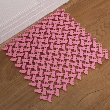 tapis sol carreaux géométriques bleu blanc orange vert rose violet moderne PVC