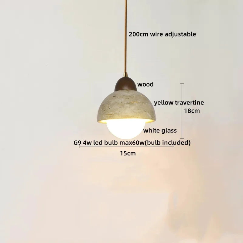 suspension lumineuse moderne pierre naturelle blanc brun lustre salon cuisine chambre minimaliste