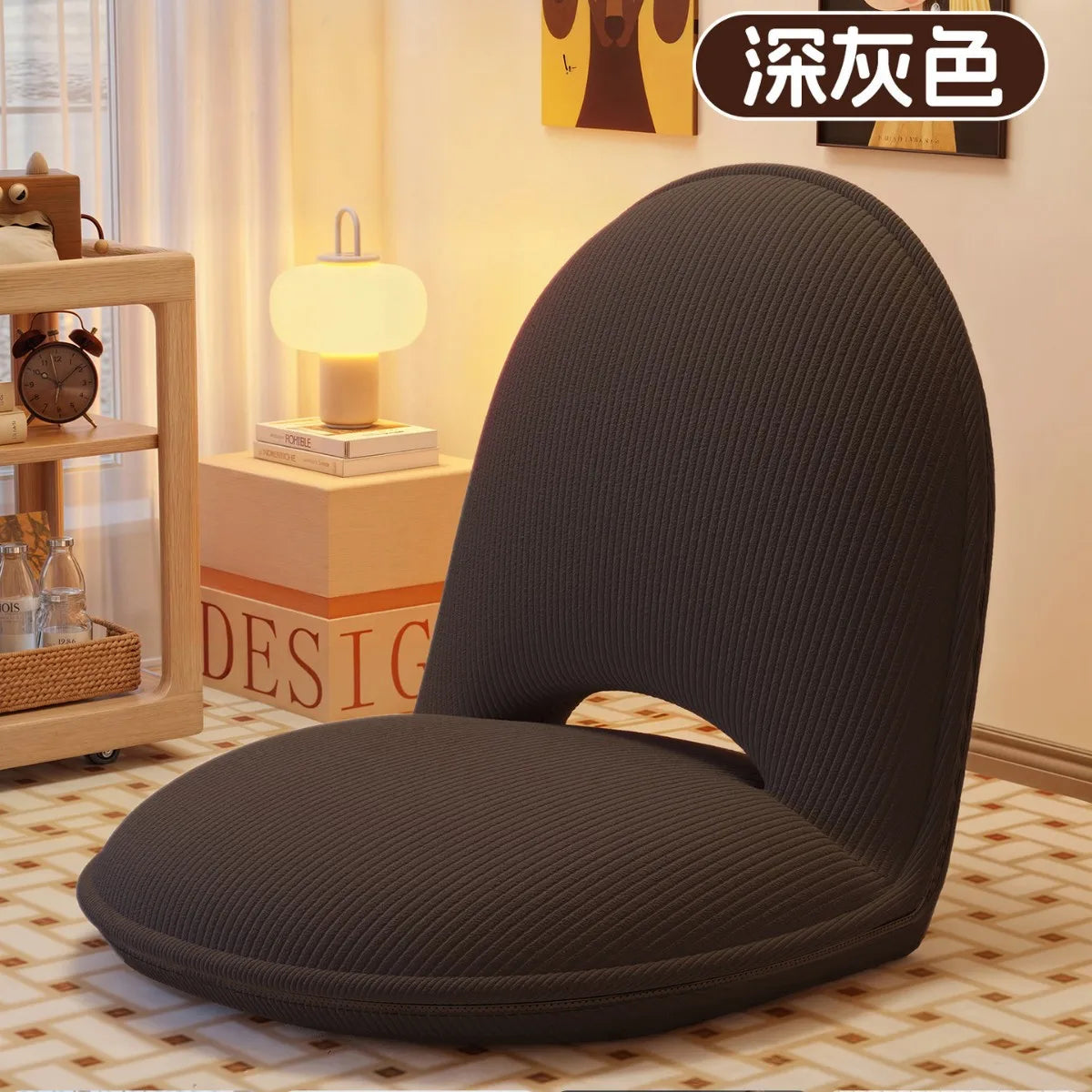 chaise pliable moderne minimaliste tissu côtelé beige orange vert élastique métal