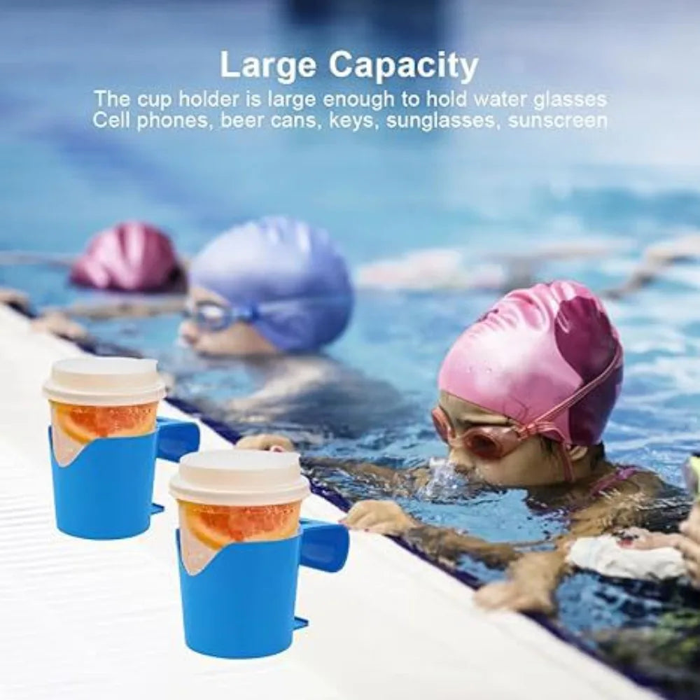 support verres piscine bleu mat pratique moderne fixation rangement boissonsextérieur