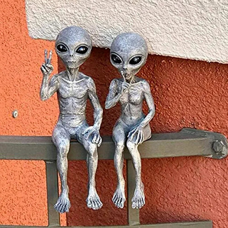 Statue extraterrestre résine rose décoration extérieure