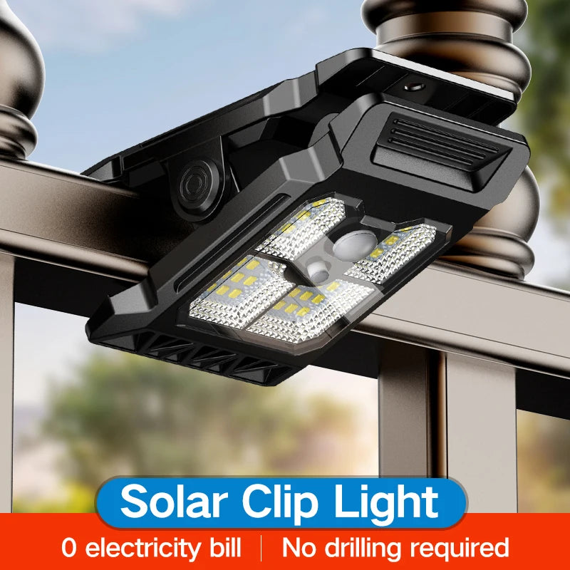 lampe solaire clip noir moderne détecteur mouvement modes ip65 led autoinstallation abs