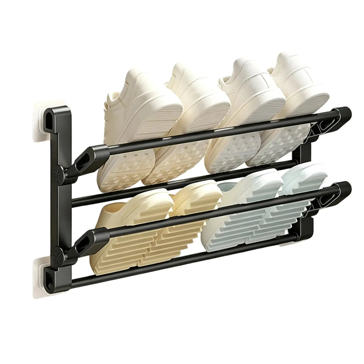 étagère chaussures pliable clips mural moderne sans perçage noir réutilisable rangement