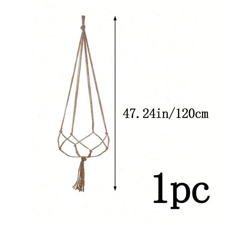 support plante suspendue macramé boho fibre végétale beige artisanalintérieurextérieur