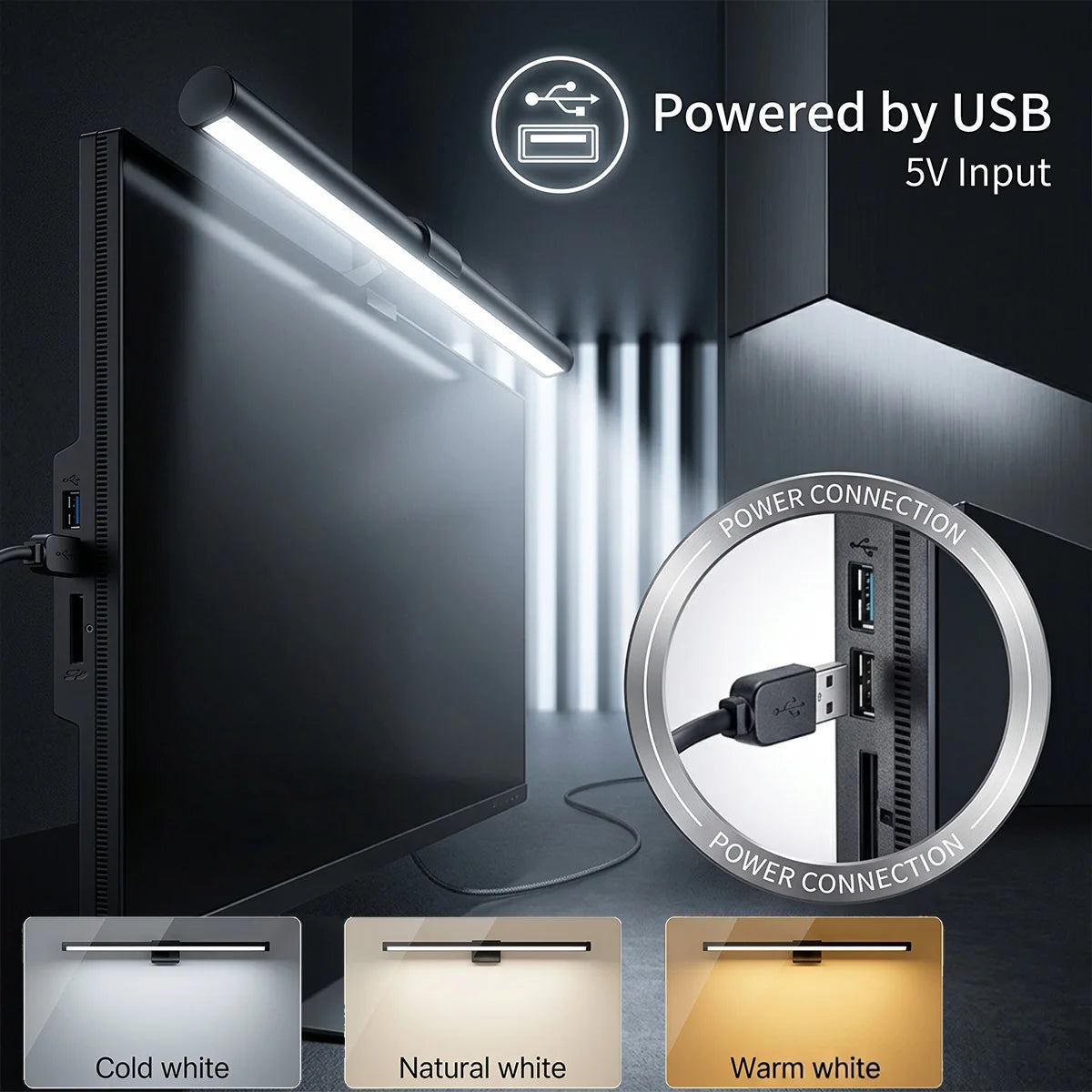 lampe led écran ordinateur suspension table travail étude lecture 30cm clips usb moderne