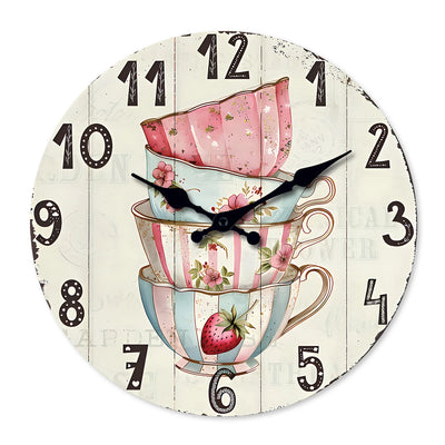 horloge murale bois motif thé fleuri vintage salon chambre 11 14 16 pouces quartz
