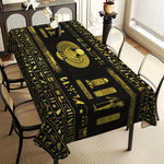 nappe égyptienne moderne symboles hiéroglyphiques or noire réutilisable table dîner polyester opaque classique