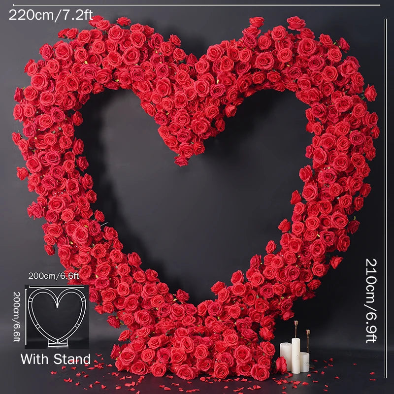 arche decorative coeur roses rouges blanches evenements anniversaires fete mariage deco romantique lettres lumineuses