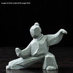 figurine tai chi métal gris clair asiatique minimaliste zen ornement maison
