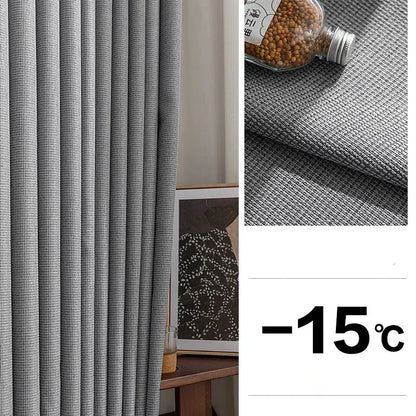Rideau isolant thermique gris, réduction de température intérieure jusqu'à 15 degrés, parfait pour conserver la fraîcheur en été. Design élégant et moderne, idéal pour le salon ou la chambre. Optimise l'économie d'énergie tout en ajoutant une touche de style à votre intérieur.
