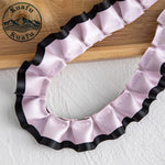 ruban plissé dentelle polyester largeur 2.5cm mariage noir blanc rose bleu violet points noirs