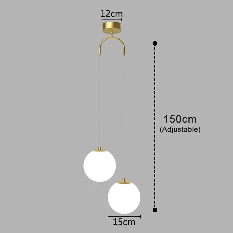 suspension lumineuse pendentif verre blanc structure dorée éclairage moderne chambre étude