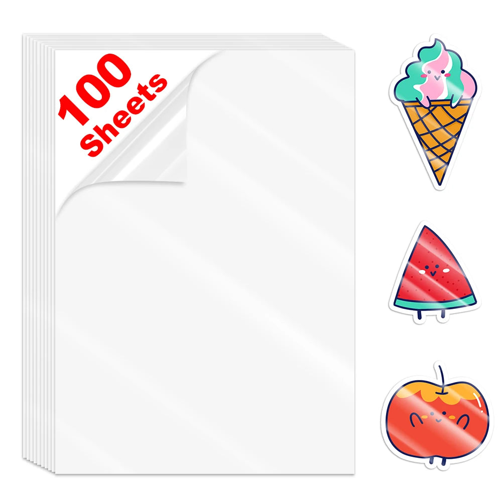 sticker adhésif transparent imprimable illustratif cartoon animaux planètes astronautes vinyle A4 210x297mm