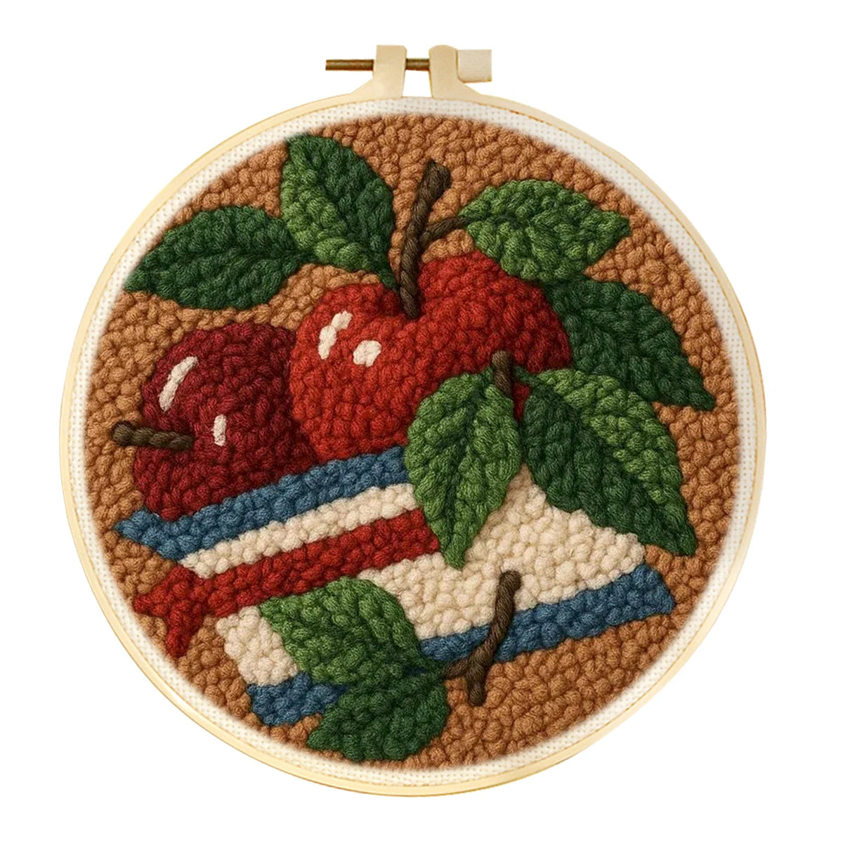 kit broderie punch needle débutants motif floral aiguille fil tissu multicolore artisanal instructions anneaux