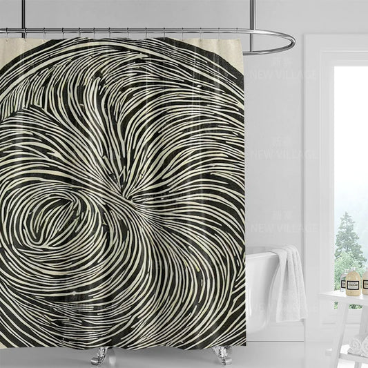 Rideau de douche moderne noir et blanc abstrait