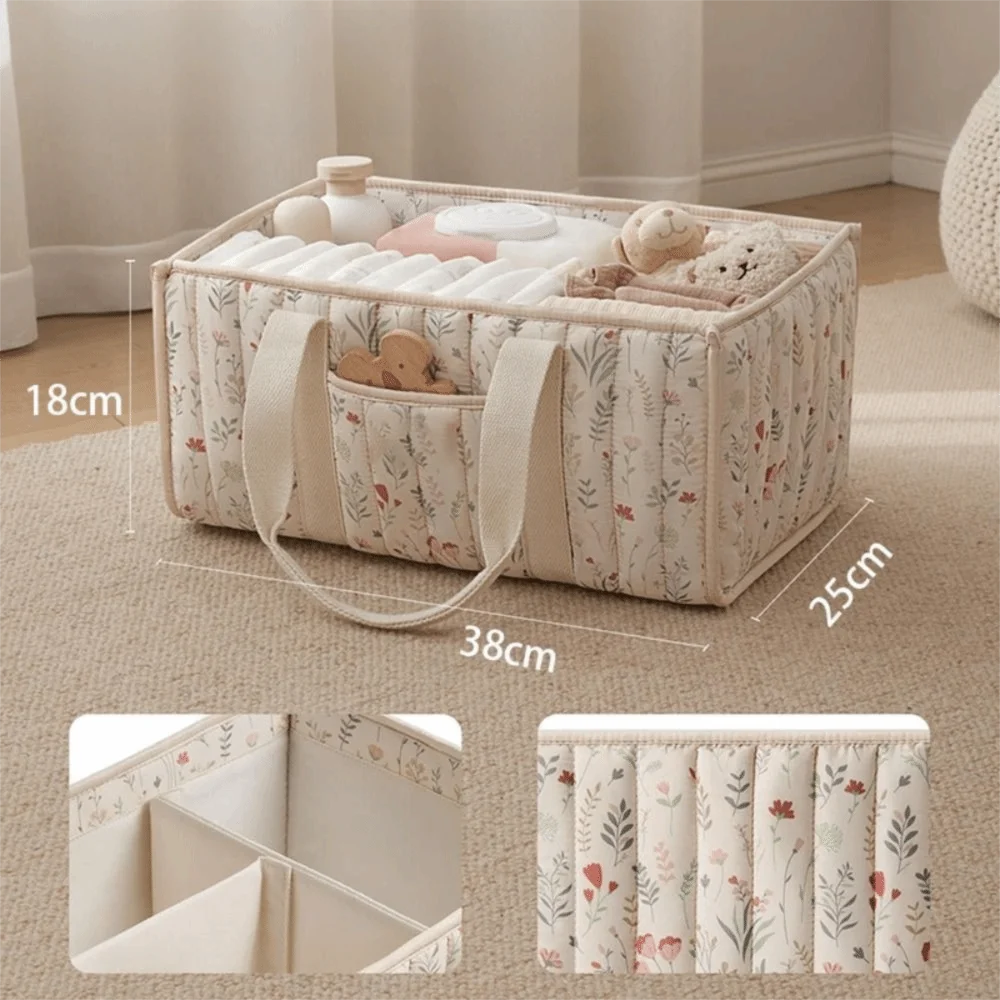 sac rangement fleuri moderne multi usages polyestère réutilisable poches beige vert clair