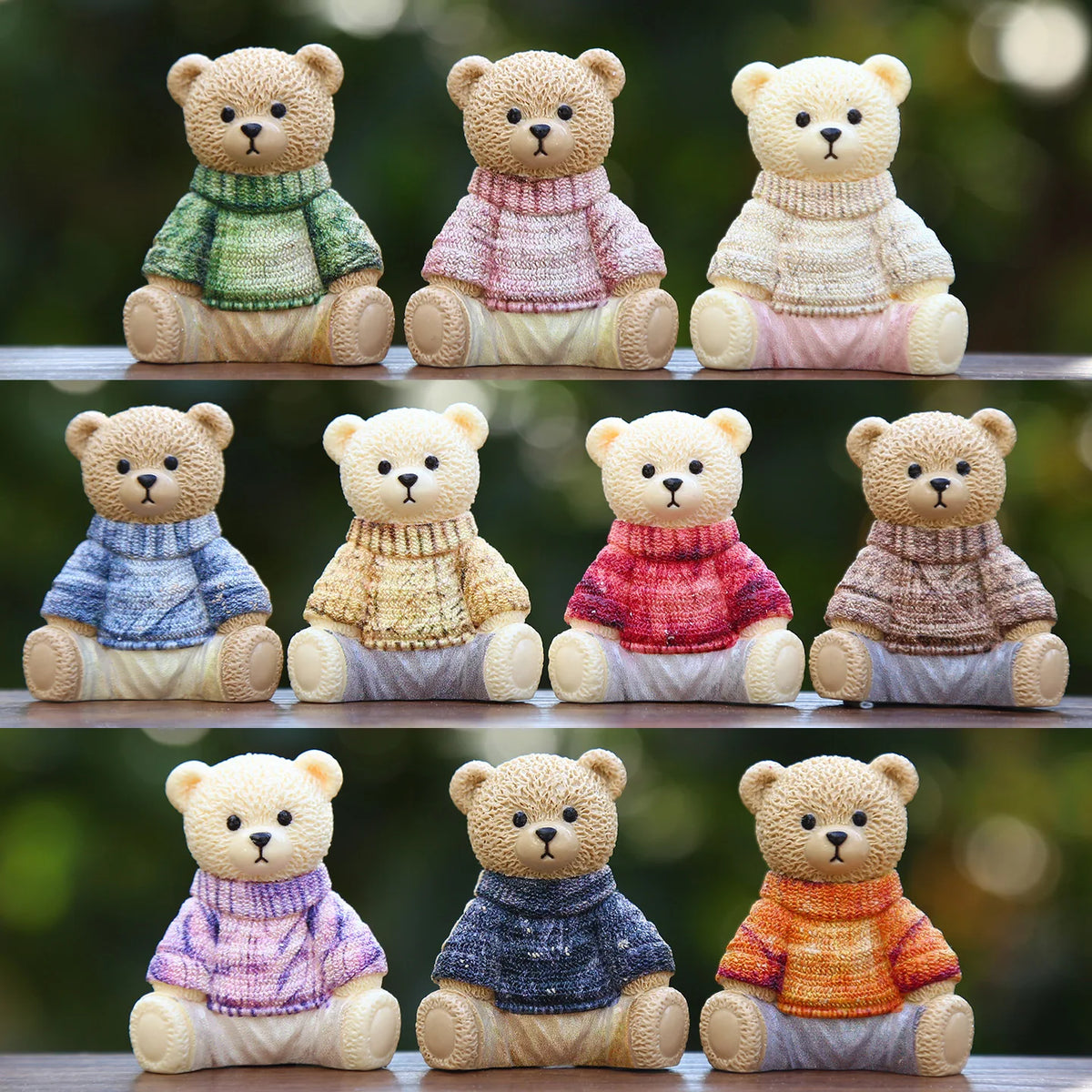 figurine résine ours peluche moderne détaillée couleur multiple décoration jardin anniversaire accessoire diy