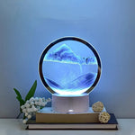 lampe table 3d sable mouvant vert bleu noir ambiance montagnes eau moderne veilleuse led