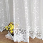 rideau transparent dentelle brodée fleurs pastoral blanc maison salon chambre patioextérieur