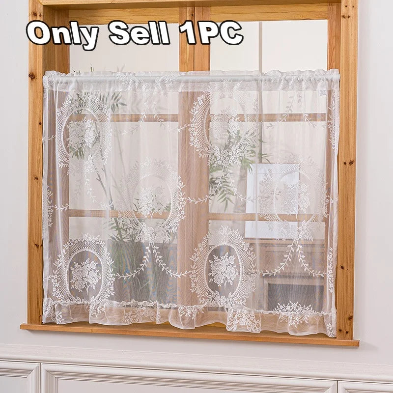 rideau vert clair noir floral translucide classique romantique fenêtre sans perçage
