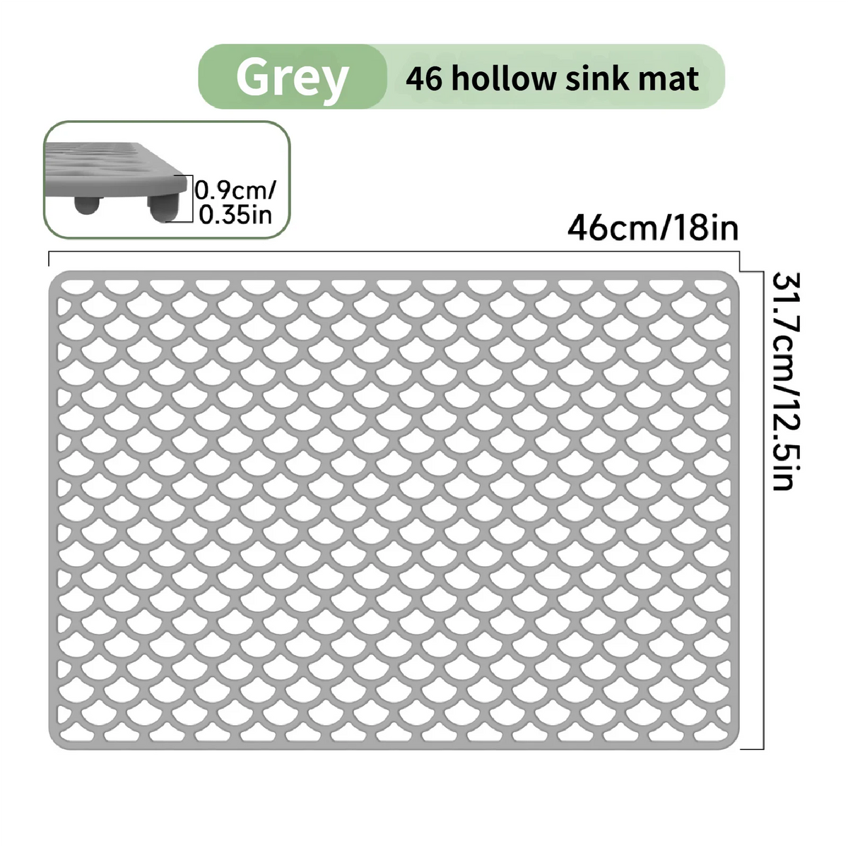 tapis drainage silicone coquillage moderne gris fond évier résistant rayures epais