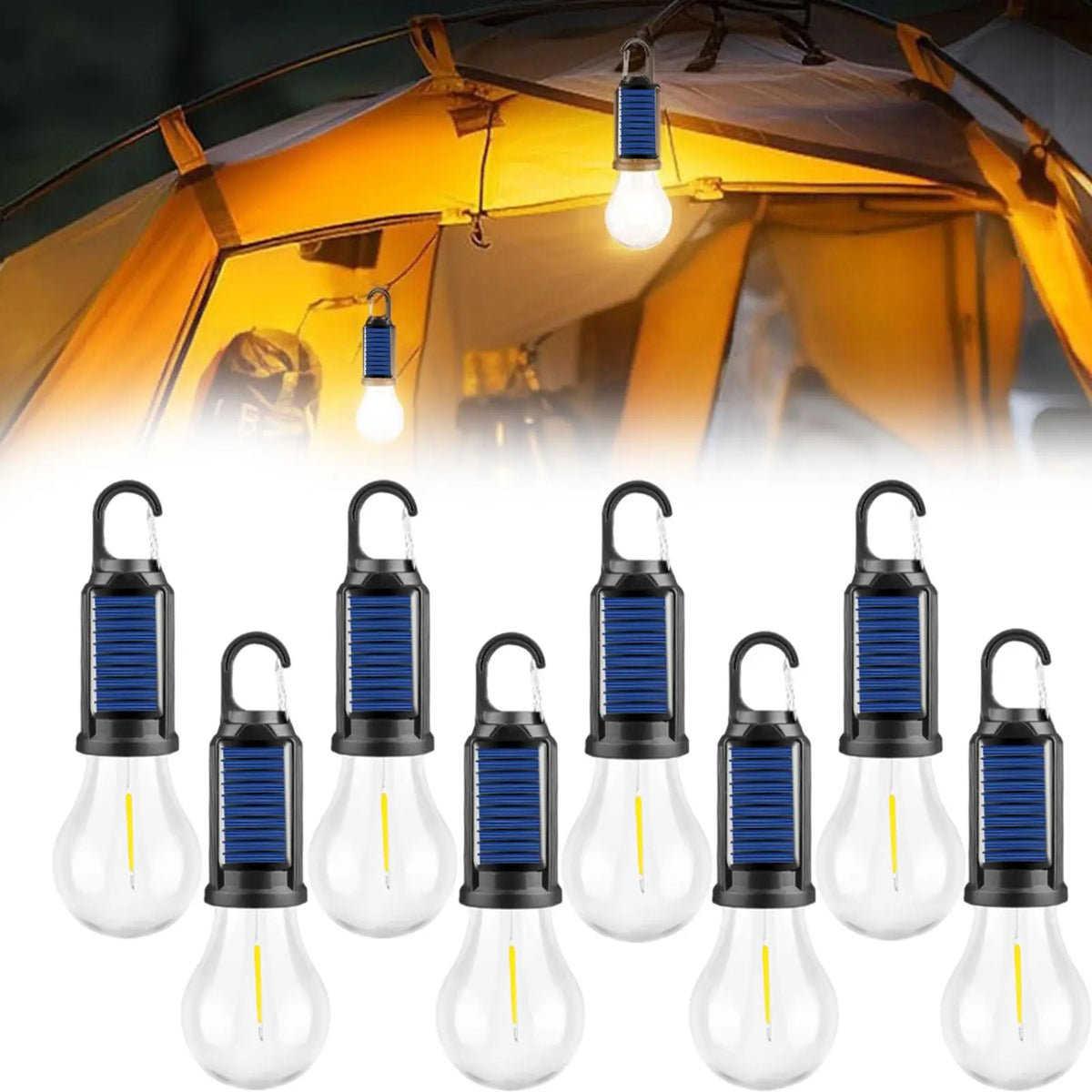 lampe camping solaire rechargeable usb touch led étanche ipx4 noir bleu blanc moderne
