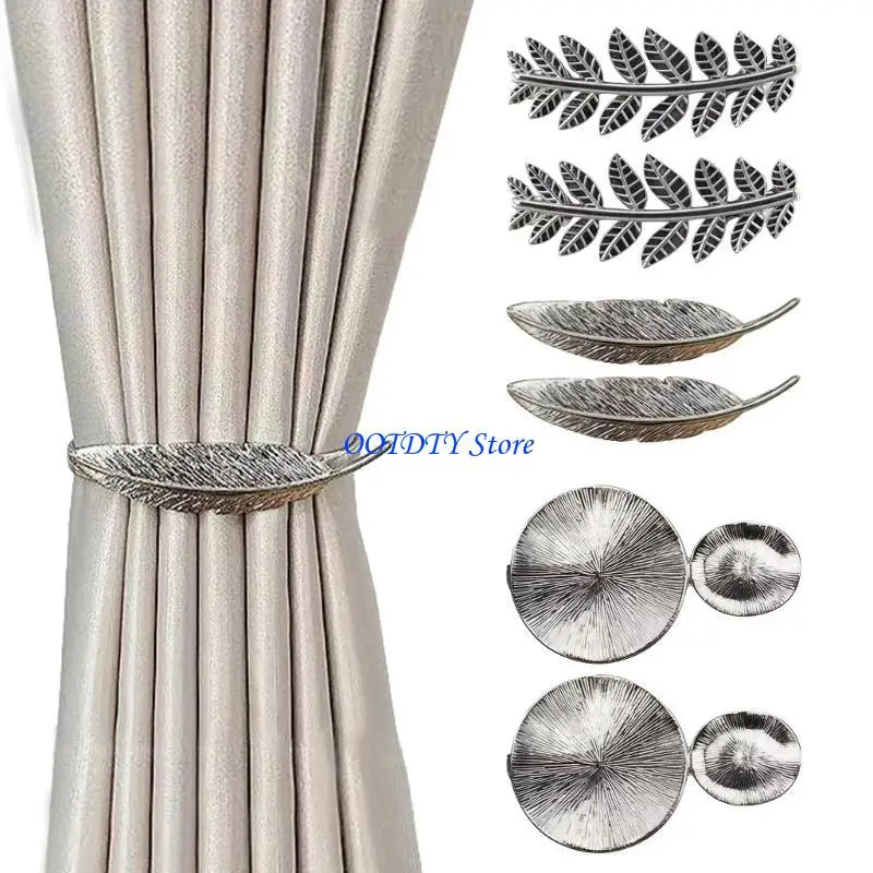 boucles rideau forme plume argentée vintage 2pcs eyelets fixations opaques métalliques