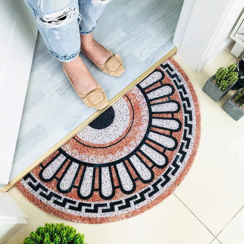 tapis d'entrée noir floral antidérapant moderne 30x60cm 40x80cm 45x90cm PVC