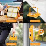 lampe solaire multifonctionnelle portable orange verre trempé transparent moderne panneau solaire affichage batterie contrôle