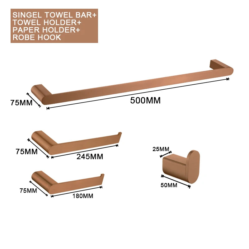 ensemble accessoires salle bain moderne or rose porte serviette savon gobelet mural
